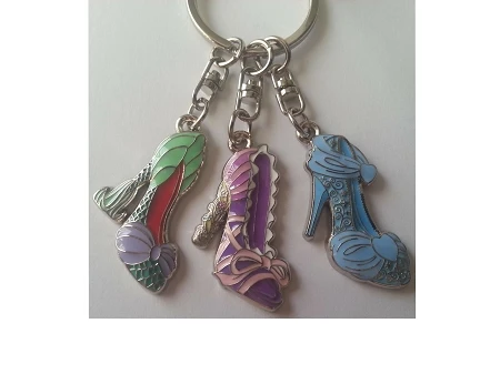 Disney Keychain - Three Princess Shoes Charms 1 Disney Keychain - Three Princess Shoes Charms