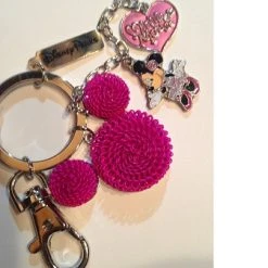 Disney Keychain Keyring - Minnie Mouse Wired Icon With Charms