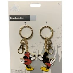 Disney Keychain Set - Mickey And Minnie Mouse Kiss - Gold