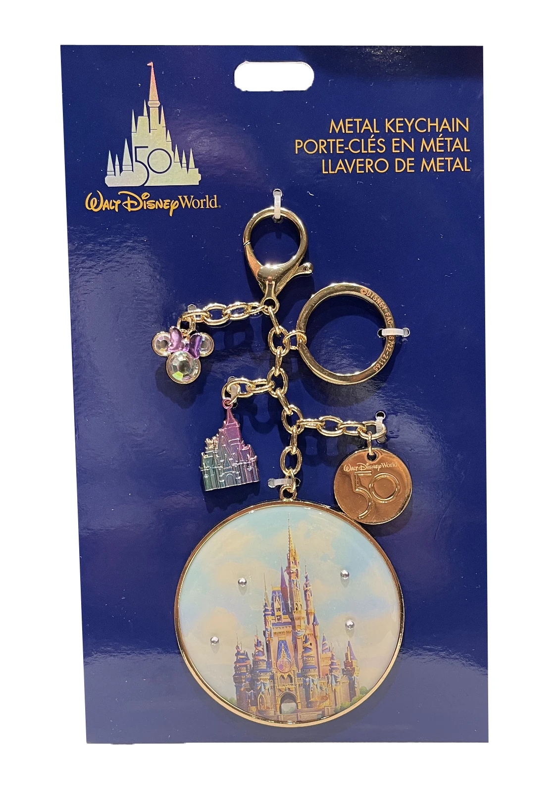 Disney Keychain Bag Clip - 50th Anniversary - Castle With Charms
